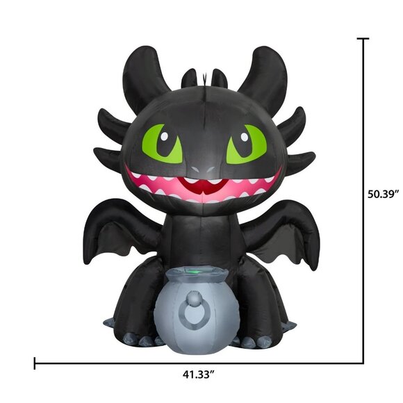 Toothless Light Up Halloween Airblown Inflatable 4.2' How To Train Your Dragon - Picture 2 of 6
